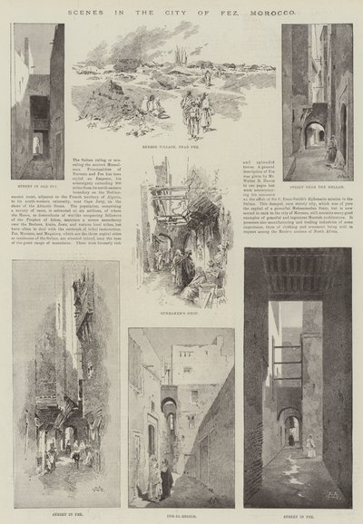 フェズ、モロッコの街のシーン 作： Charles Auguste Loye